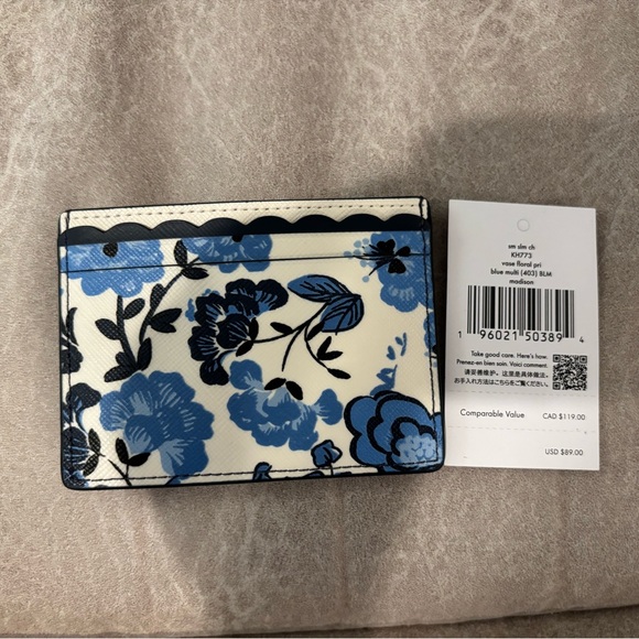 NEW: Kate Spade Blue Floral Wallet and Card Holder - Picture 4 of 7